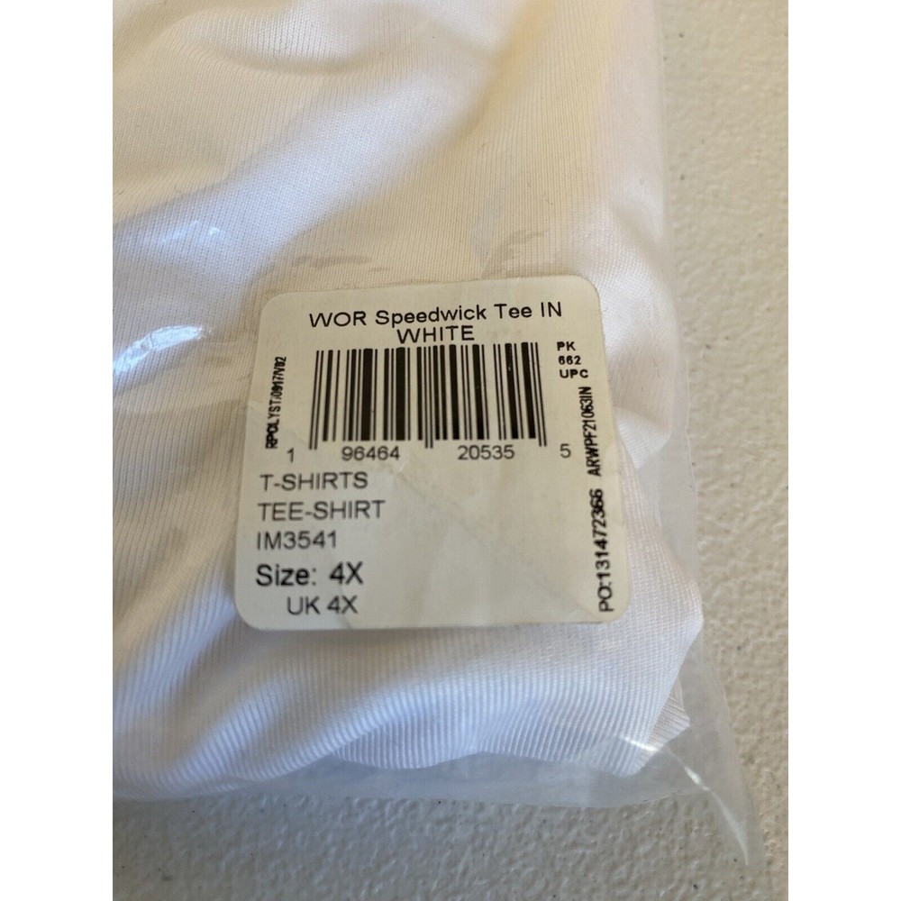 Reebok Mens Solid Performance T Shirt Speedwick White Size 4X New With Tags - Picture 2 of 4
